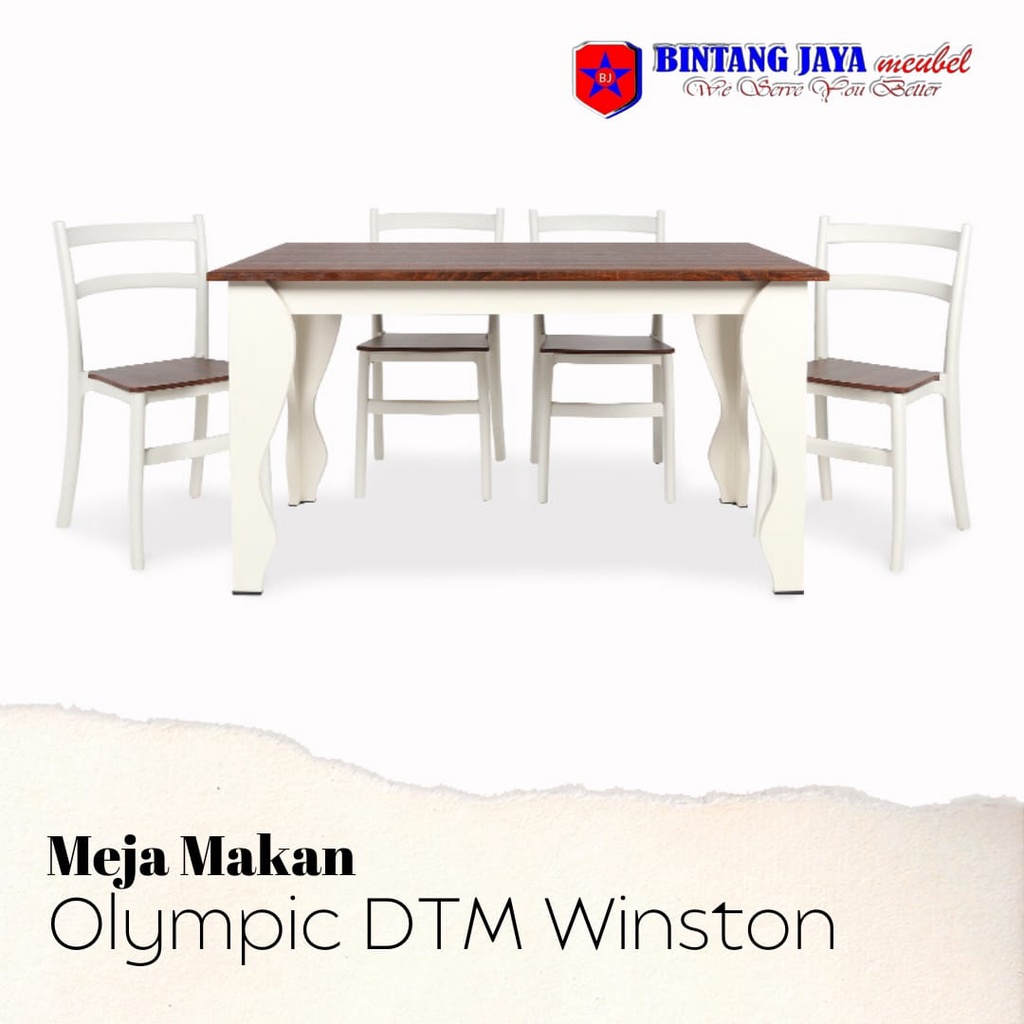 Meja olympic meja makan modern minimalis DTM Winston / DTM Meja makan set 4 kursi