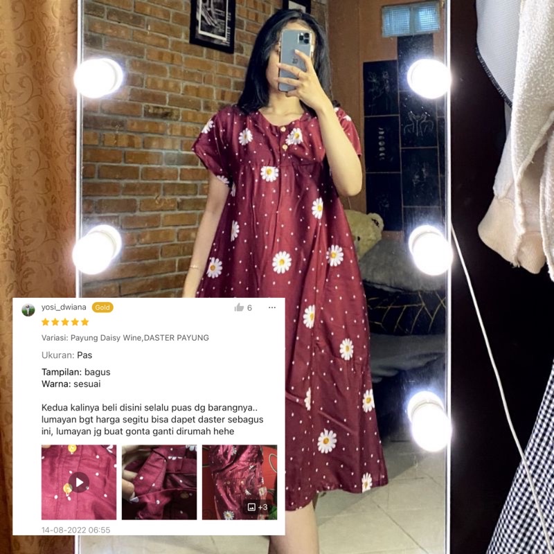 Sapasara - Daster Bali / Daster Payung Kantong Bahan Rayon Adem LD 110 Selutut Busui Friendly Kancing Depan Etalase  1