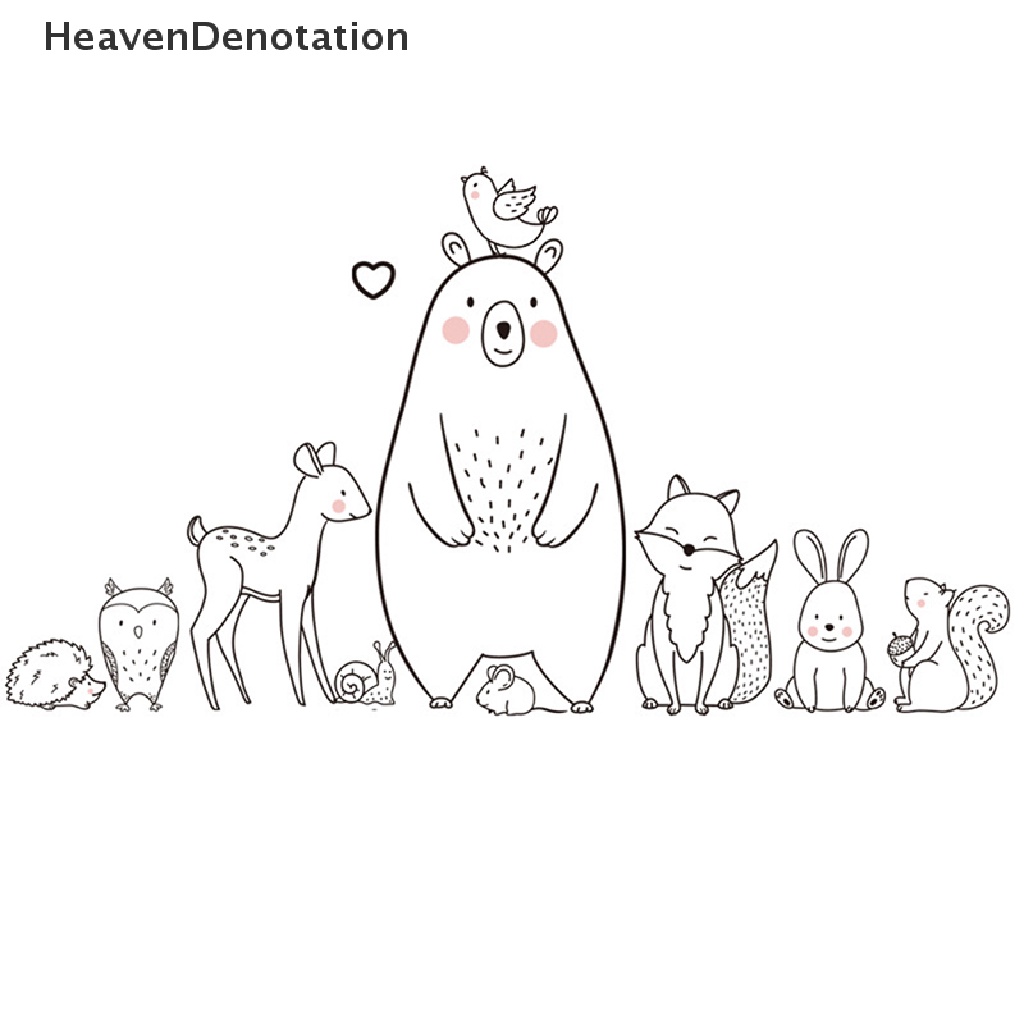 Stiker Dinding Desain Kartun Hewan Beruang Rubah Untuk Kamar Bayi