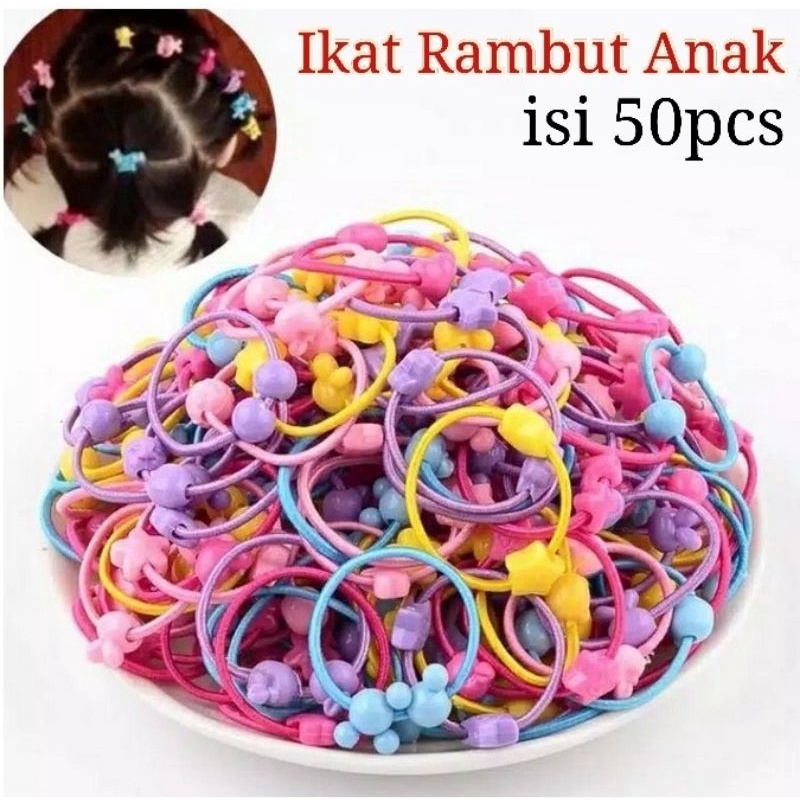 Ikat Rambut Anak isi 50pcs Karet Pita Rambut Aksesoris Anak