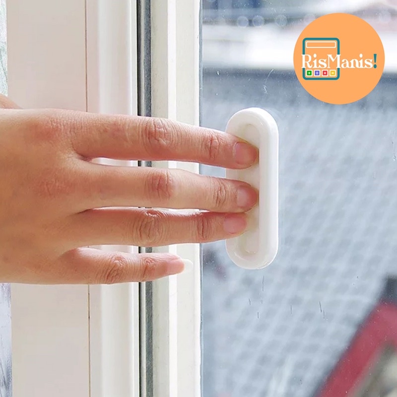 SLIDING DOOR HANDLES - Pegangan Tempel Tambahan Gagang Pintu Jendela Lemari Geser Plastik Serbaguna