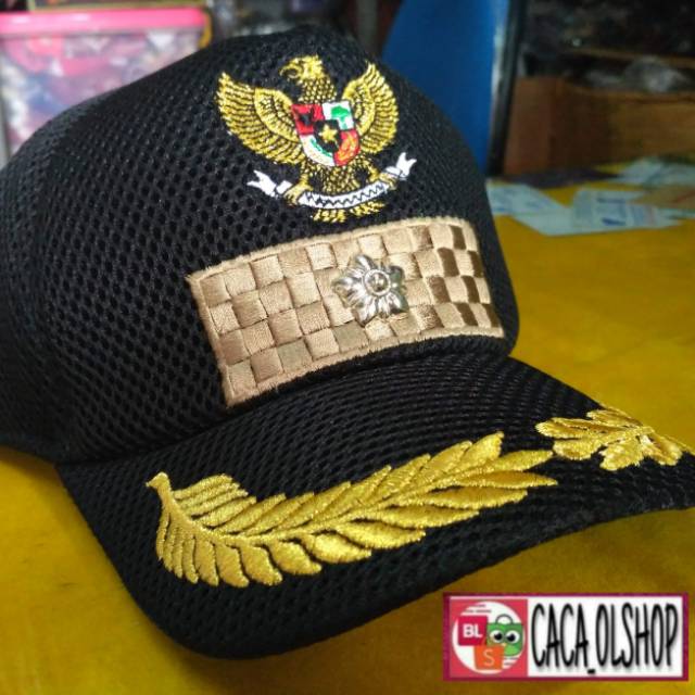 Topi Lurah Kades Kepala Desa Bahan Jaring Dobel Mess