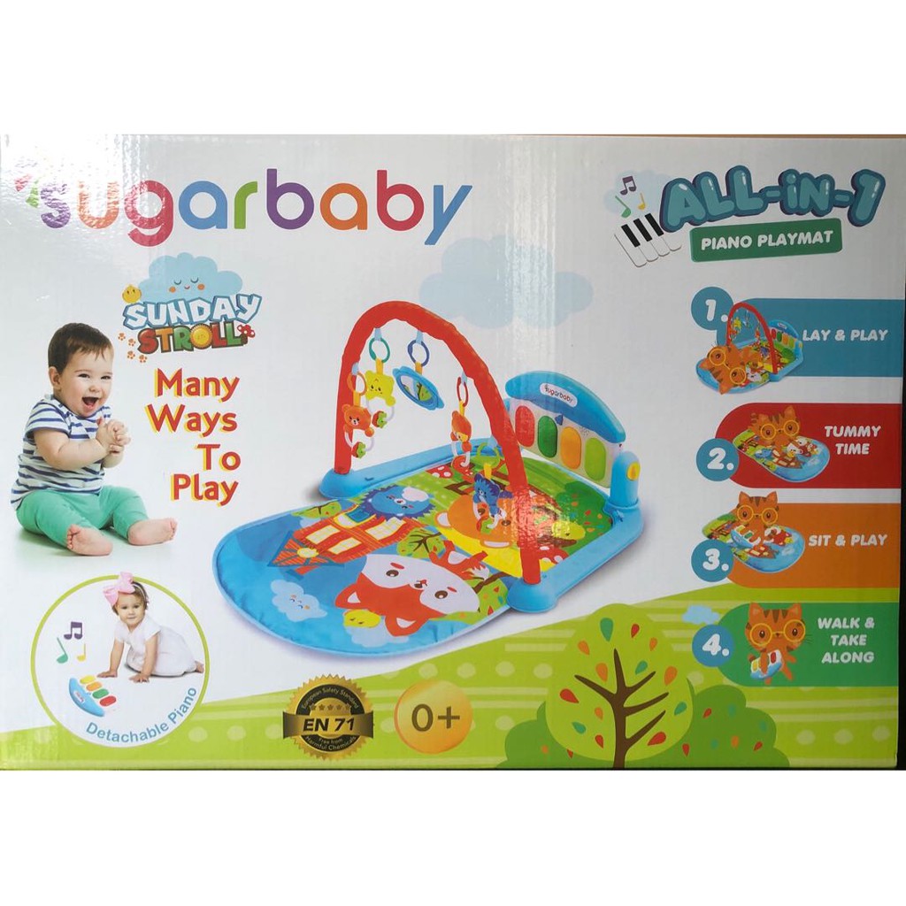 Sugar Baby Piano Playmat Play Mat Playgym Sensory Musical Rattle Toys - Matras Kasur Mainan Karpet Anak Bayi Lagu Musik-1