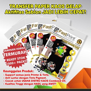 Transfer Paper Kertas Sablon Taiwan Fast Print Dark A3