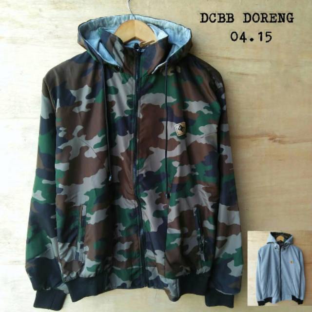 Jaket Doreng jaket loreng jaket tentara hoodie bolak balik pria wanita L XL XXL