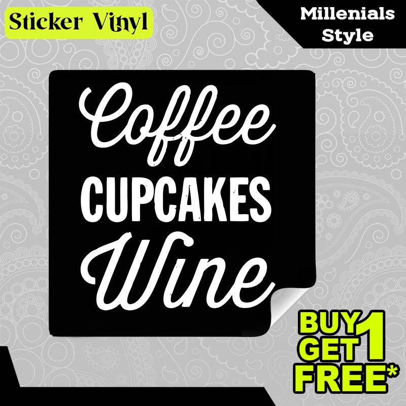 

Stiker Sticker Coffee Cupcakes Wines Gambar Unik Desain Keren dan Kekinian Aesthetic Bahan Vinyl Satuan Anti Air