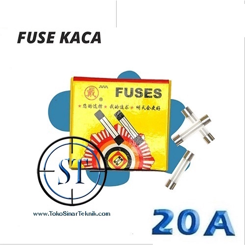 x10 Fuse Kaca 20A Ukuran 6x30 Mm Besar 250VAC Sekring Sekering Glass 6x30 Besar isi 10 Buah