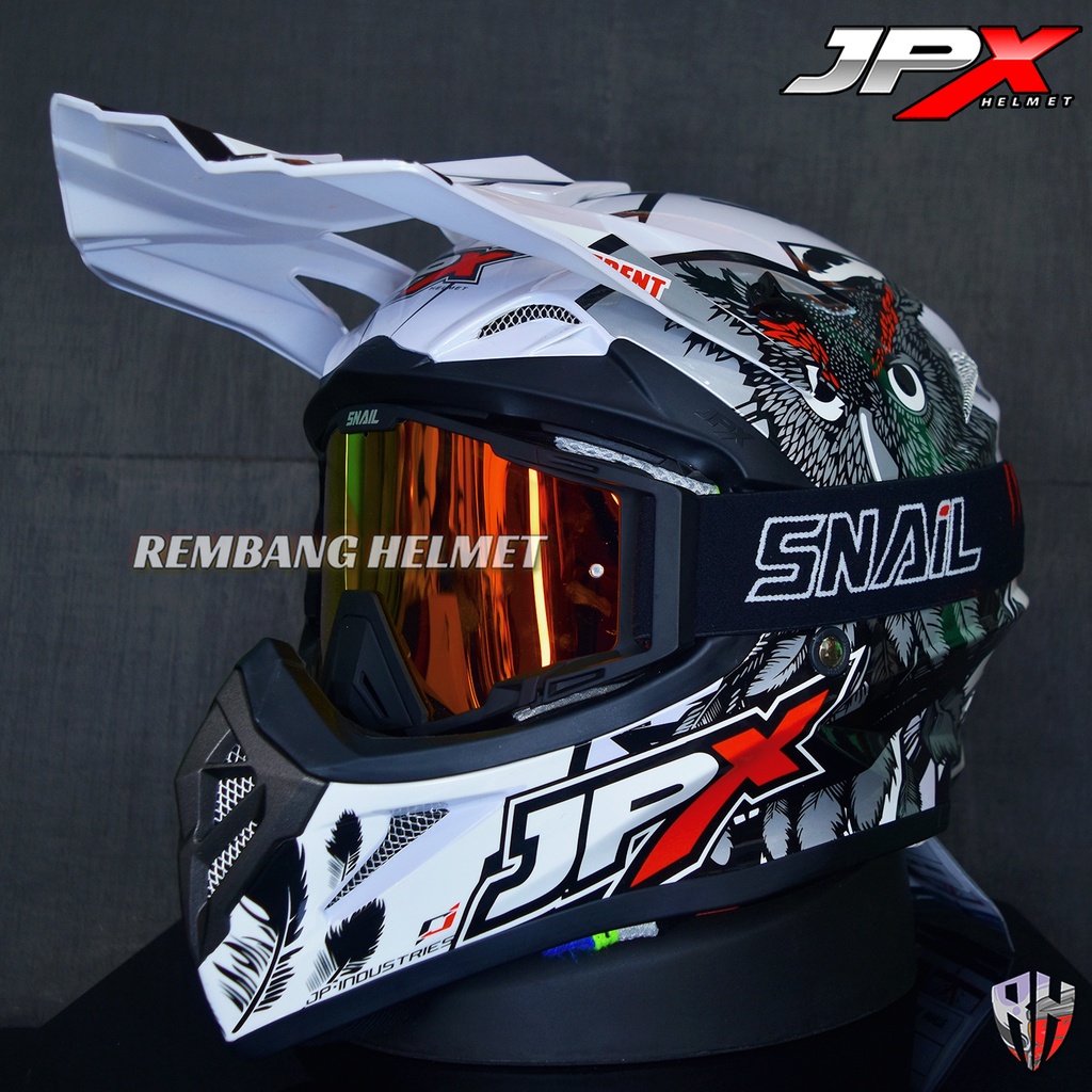 HELM JPX CROSS_FOX1 X13 - PEARL WHITE GLOSS PAKET GANTENG GOOGLE SNAIL HELM JPX KLX ORIGINAL HELMET MOTO TRAIL SUPERMOTO HELM FULL FACE MOTO CROSS TERBAIK TERMURAH-MX40 MATT BLACK/ RED