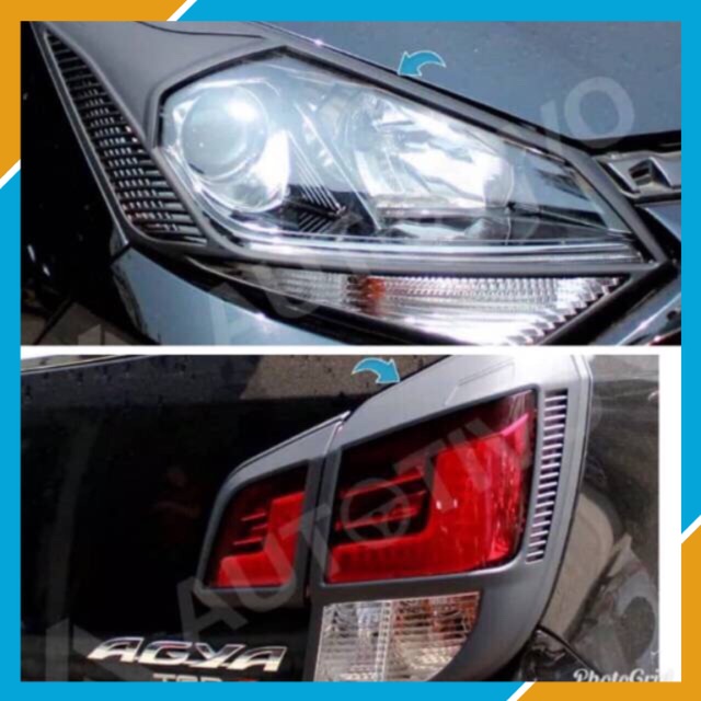 VARIASI NEW AGYA 2017 / 2018 / 2019 TRD GARNISH LAMPU DEPAN / BELAKANG HEADLAMP STOPLAMP HTAM DOP WI
