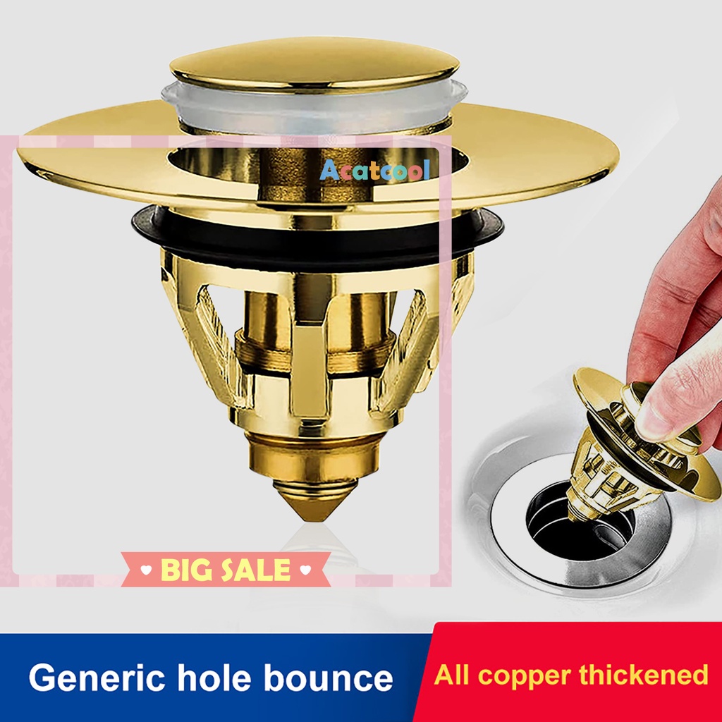 Stainless Steel Bathroom Sink Plug Bathtub Wash Basin Bounce Drain Filter