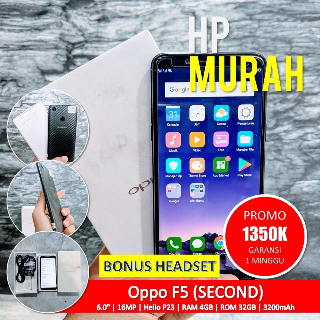 [Bisa COD] Oppo F5 4/32GB Siap Pakai  – Android Second Seken Bekas Handphone Murah