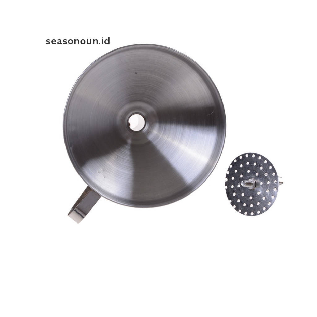 【seasonoun】 15/13/11cm Stainless Steel Wide Mouth Liquid Funnel Detachable Strainer Filter .