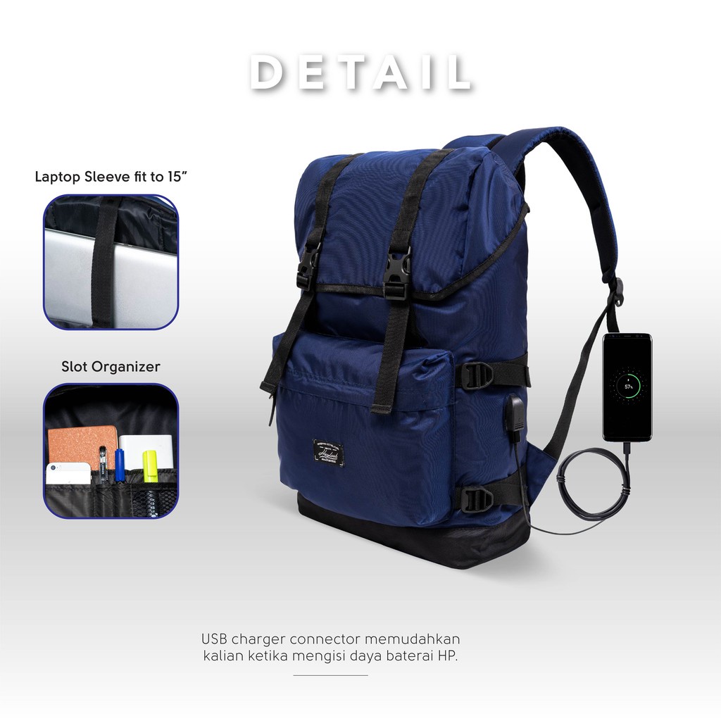 HEYLOOK Project - (Free Raincover+USB) Tas Ransel Pria Wanita Backpack DALTON Tas Ransel Laptop Sekolah Kuliah Kerja