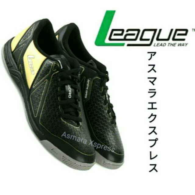 League Original Gioro 3 Premiere Advance LA Sepatu Futsal - Black Gold Clodburst