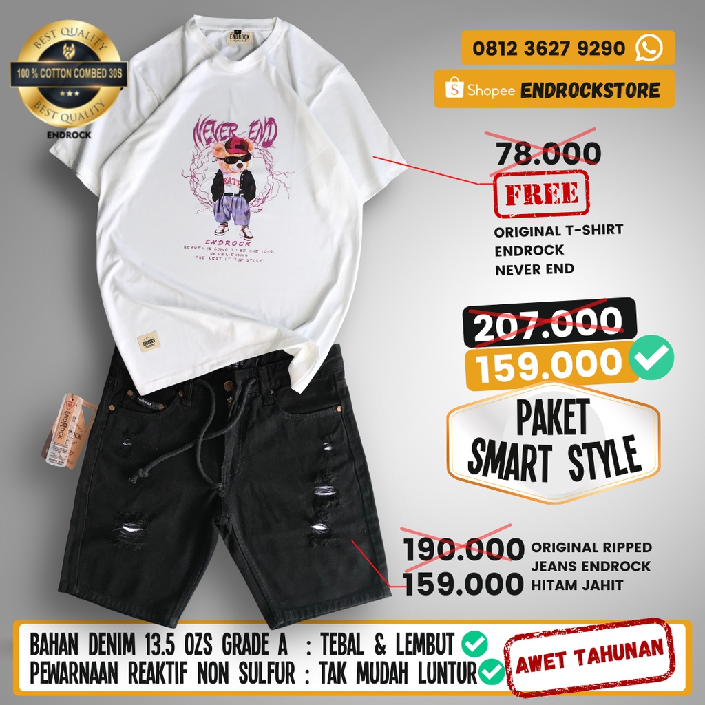 ORIGINAL PAKET CELANA026+KAOS NEVER END GRAPHIC YOUNG SMART