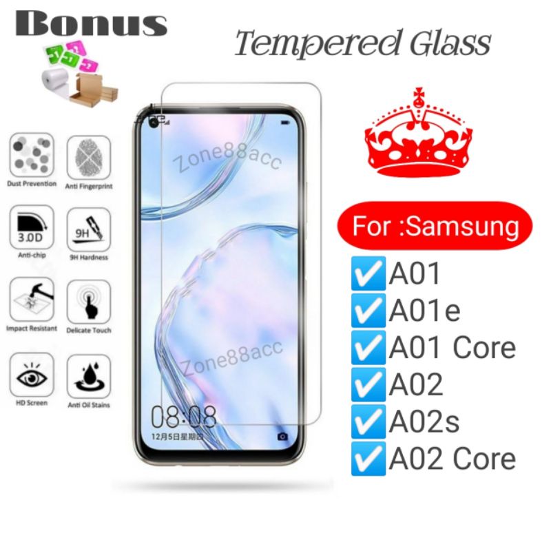 Antigores Tempered Glass Screen Guard protector Samsung A01 A01e A01core A02 A02s A02core e s Core TG Bening Antiblue Spy Blue light Full Garskin Lensa Lens Pelindung Layar