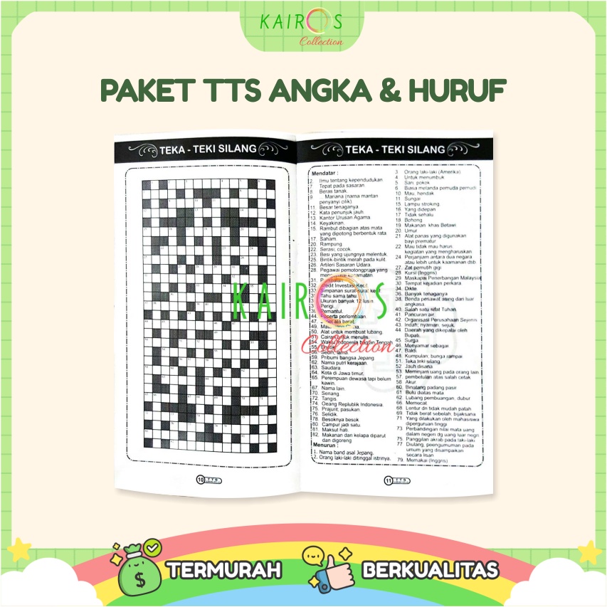 Paket hemat TTS Angka dan TTS Huruf (Teka Teki Silang)