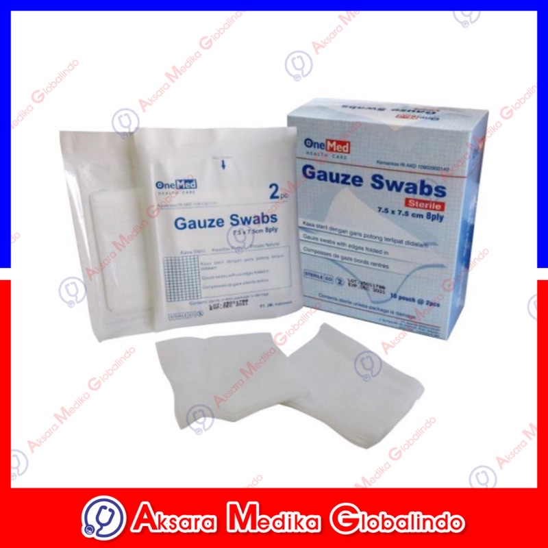 Kasa Steril Gauze Swabs 7.5x7.5 8ply OneMed Onemed isi 10pouch x 2pcs#AMG