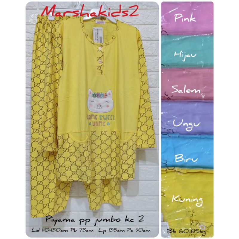 Piyama wanita pp jumbo dewasa kancing 2 lorita by Sofie baju tidur big size panjang ld 110-130cm