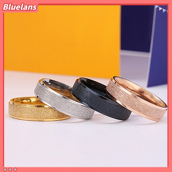 Bluelans Cincin Bahan Stainless Steel Matte Untuk Pria Dan Wanita