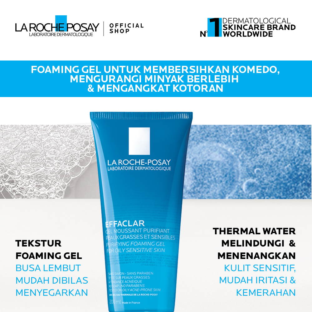 La Roche Posay Effaclar Foaming Gel Cleanser 200ml - Facial Wash Kulit Jerawat/ Berminyak