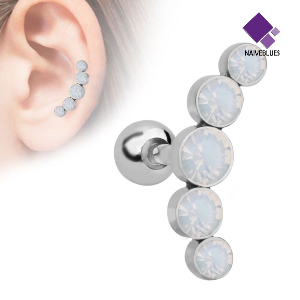 1pc Anting Stud Tindik Tulang Rawan Helix Tragus Aksen Berlian Imitasi Untuk Wanita