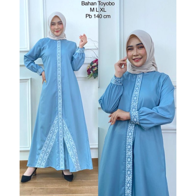 New Gamis Bordir/gamis katun tuyobo bordir/reselting depan Busui 12