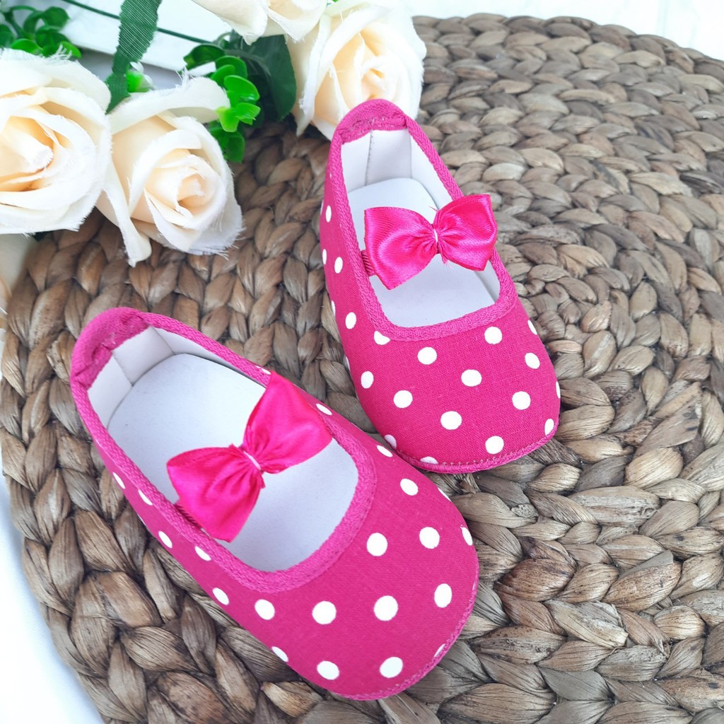 [TAMAN SEPATUKU] SEPATU TRENDY MURAH PREWALKER ANAK PEREMPUAN 0-12 BULAN MOTIF POLKADOT  FPX08