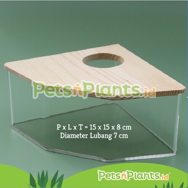 Sand Bathing Corner Hamster House Wood Acrylic Crystal Clear Kayu PnP