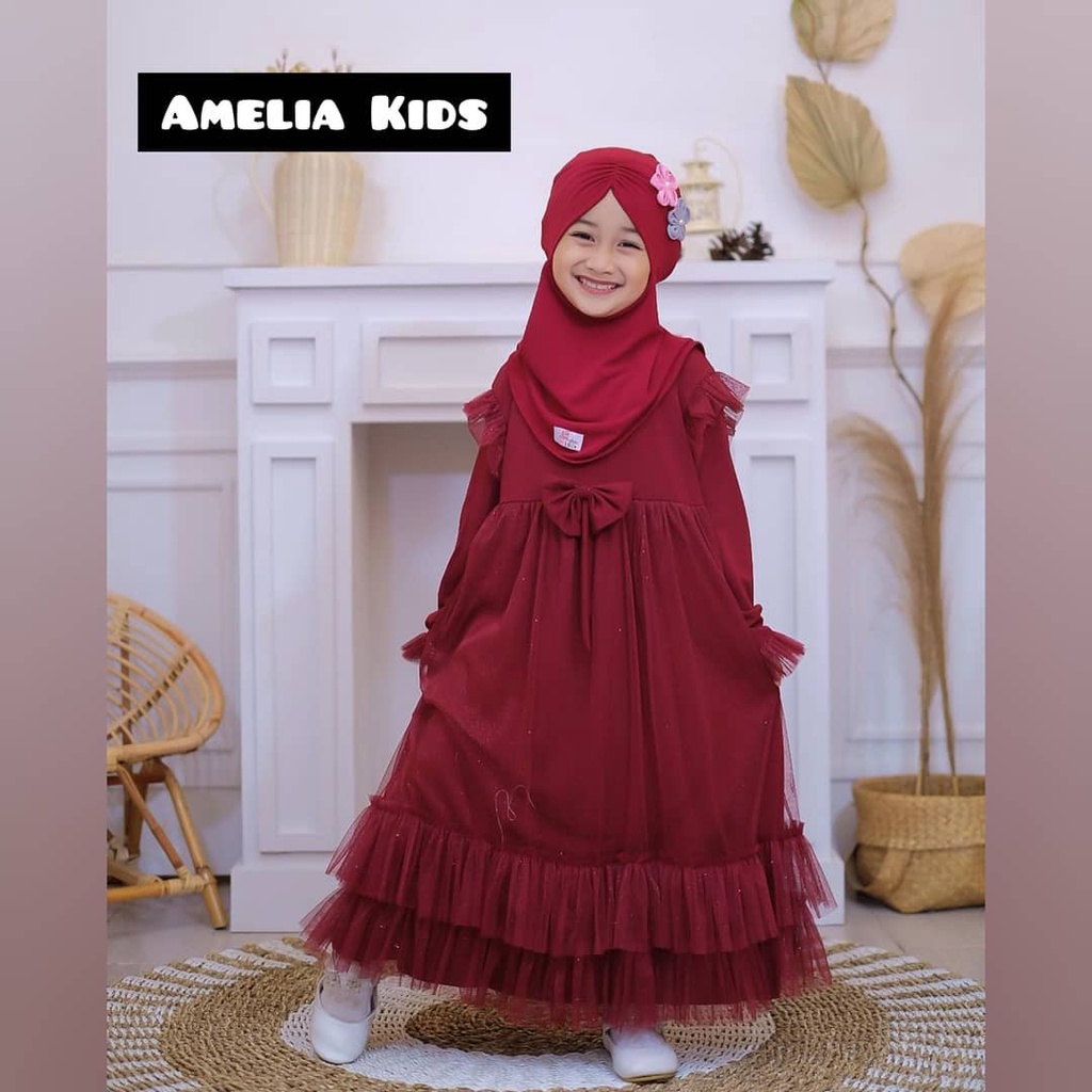 AMELIA KIDS Bahan MANGGO CREPE + TILE Gamis Anak 6-8 TAHUN GAMIS LEBARAN ANAK PREMPUAN TEBRARU 2023 DRESS FASHION ANAK PEREMPUAN BAJU ANAK PREMPUAN TERBARU PAKAIAN ANAK MUSLIM PREMPUAN