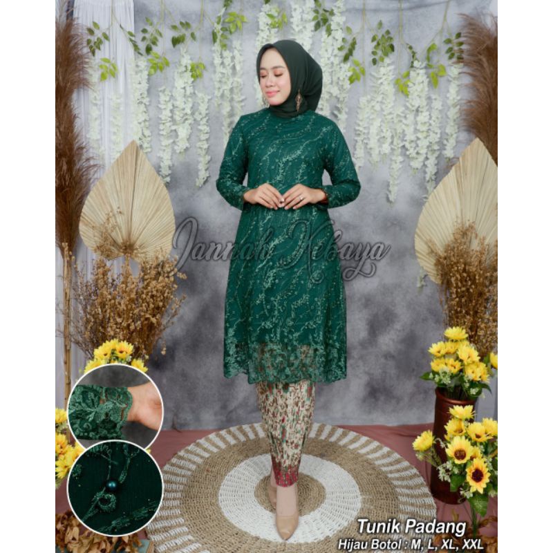 Fanstore Setelan Kebaya JUMBO LD 130 BIG SIZE &Swaroski Tunik Bordir Mutiara-Jotol