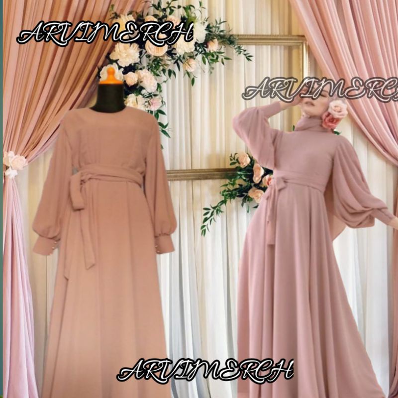 gaun kondangan tangan balon/gaun formal/ GAUN ACARA RESMI/GAMIS SIMPLE