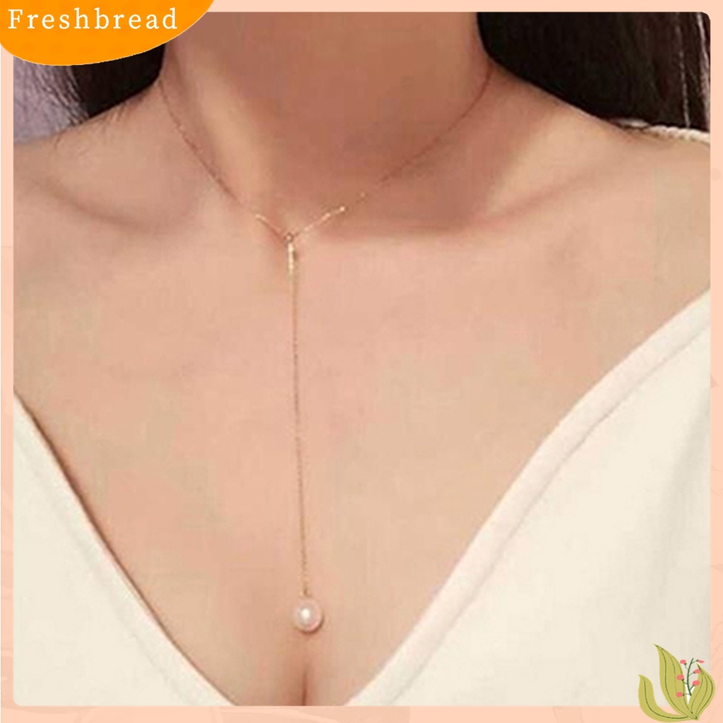 [TERLARIS]Necklace Exquisite Adjustable Single Faux Pearl Pendant Chain Women Jewelry for Daily Life