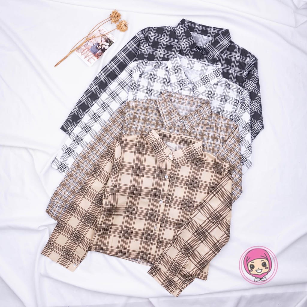 KEMEJA TARTAN CROP | KEMEJA WANITA CROP KOTAK | KEMEJA FERBRIC | TARTAN SHIRT