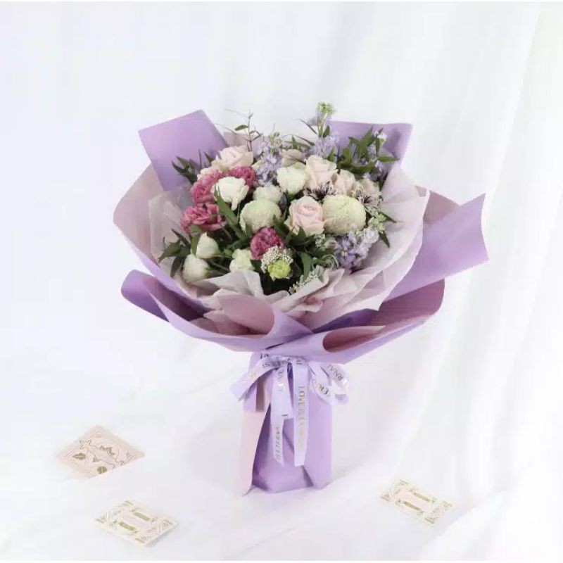 WMS Flower Wrapping Bungkus Buket 2 warna BI Color Cellophane 60x60cm Waterproof Kertas