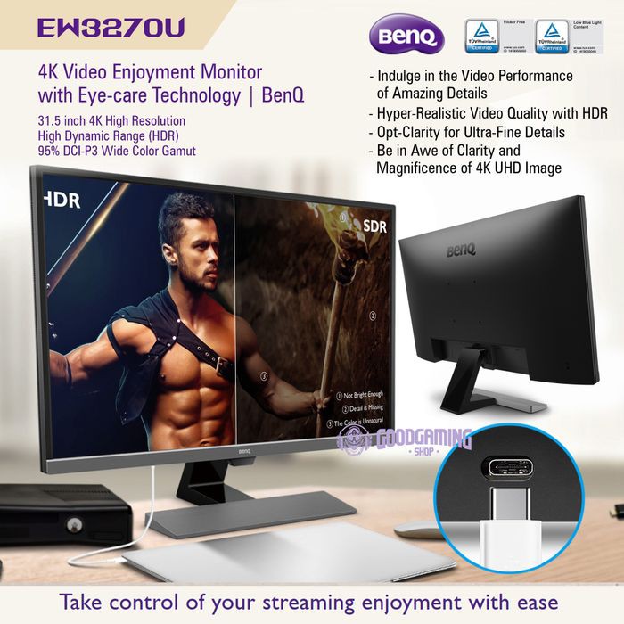 BenQ EW3270U 4K Video Enjoyment Monitor with Eye-care Technology 32&quot;