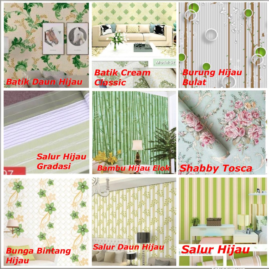 WALLPAPER DINDING ukuran 45 cm x 10 M TEMA WARNA  SALUR 