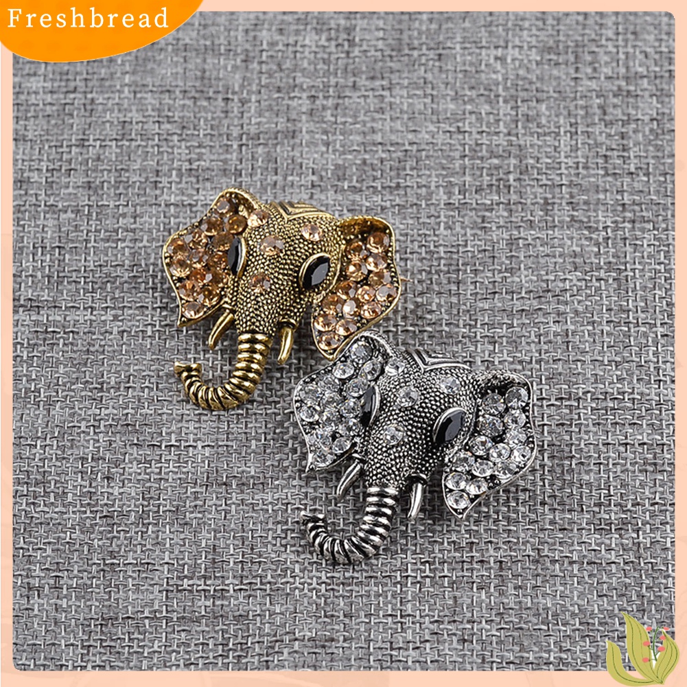 Terlaris Shining Rhinestones Elephant Head Brooch Pin Garment Hat Collar Decor Badge