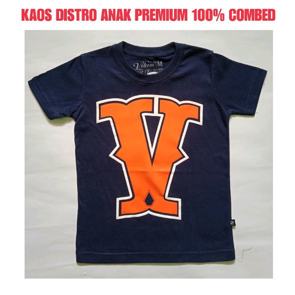 KAOS DISTRO ANAK PREMIUM KAOS SURFING ANAK LAKI LAKI VOLCOM NAVY OREN
