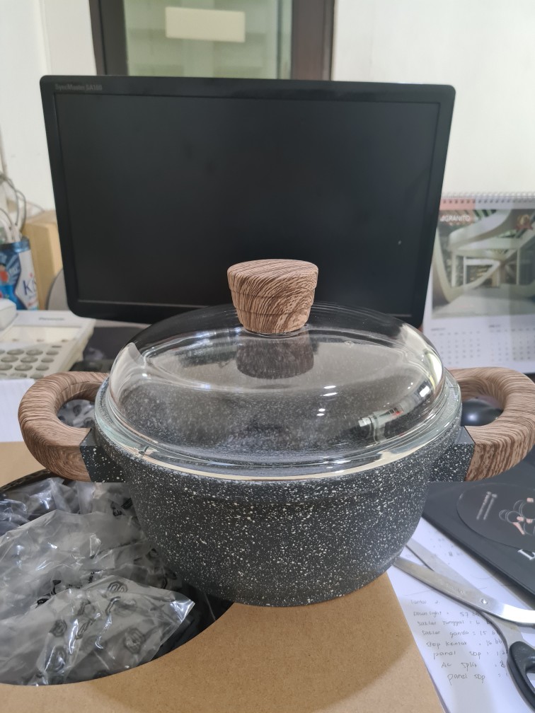 Debellin Casserole 20 Cm - Grey Granite Cookware Series Atau Panci Anti Lengket Premium