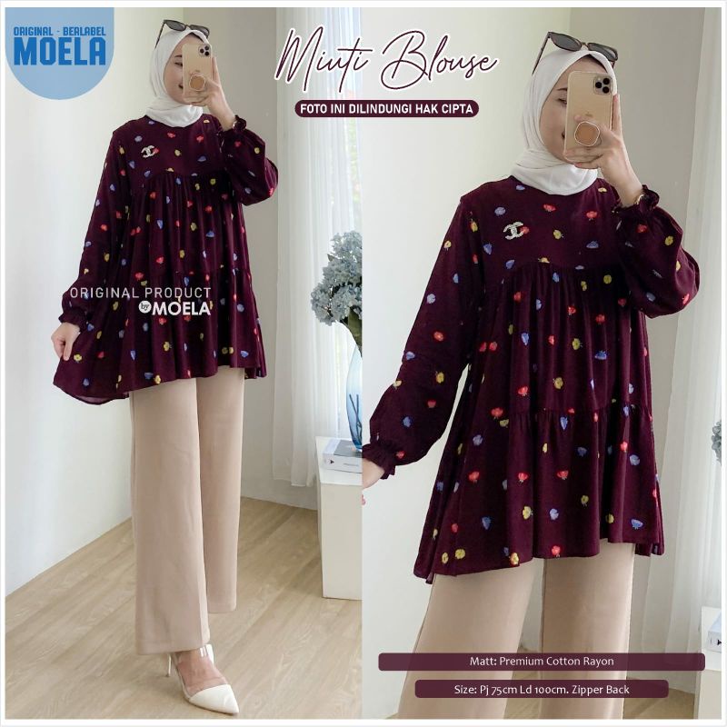ELETA JIOLA KIKEN IMASI MIUTI NISLA OIRIS PIPRE BLOUSE BY MOELA BERLABEL | BAJU ATASAN BLOUSE WANITA JUMBO MOTIF BUNGA ABSTRAK CANTIK OOTD KEKINIAN TRENDY | LD 100-Miuti