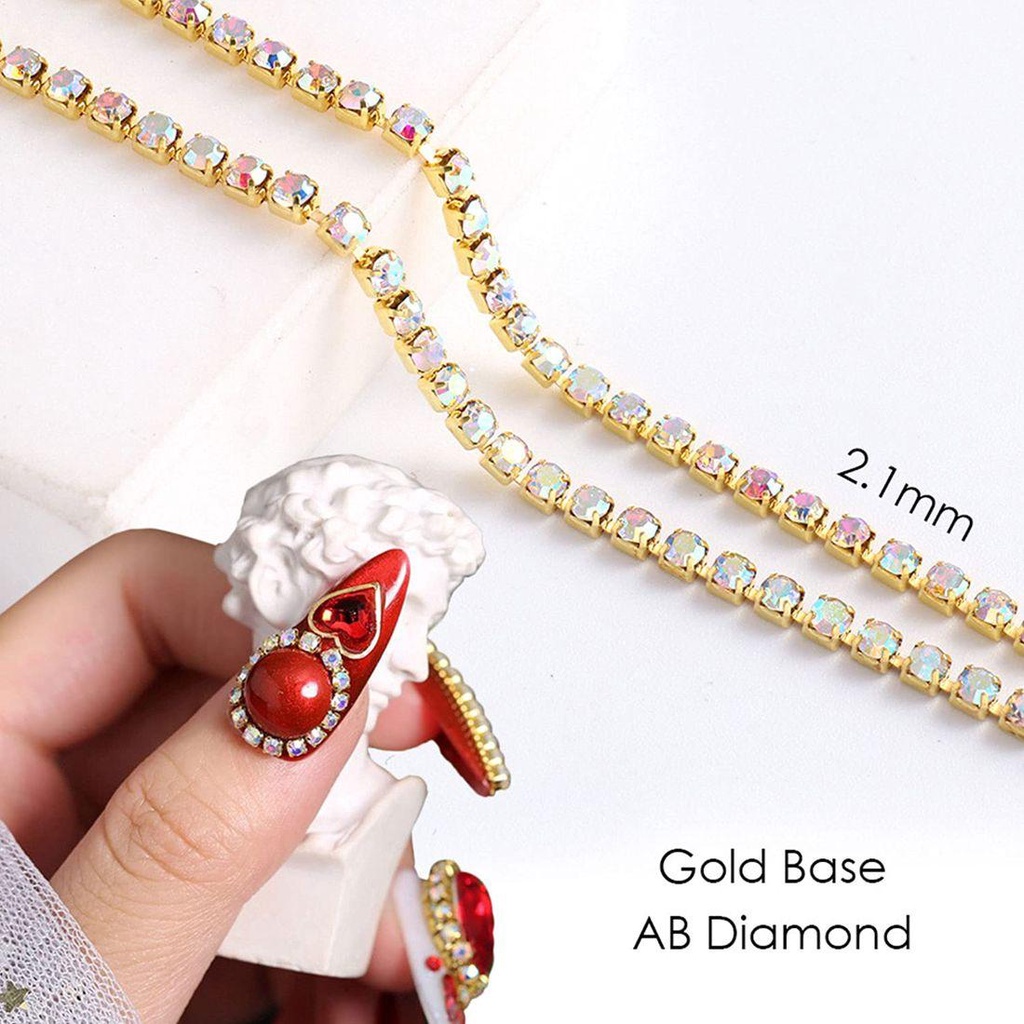 AUGUSTINA Augustina Kuku Seni Rantai Emas/Perak Fashion Manikur Aksesori Salon DIY Kuku Dekorasi Nail Jewelry Rhinestone