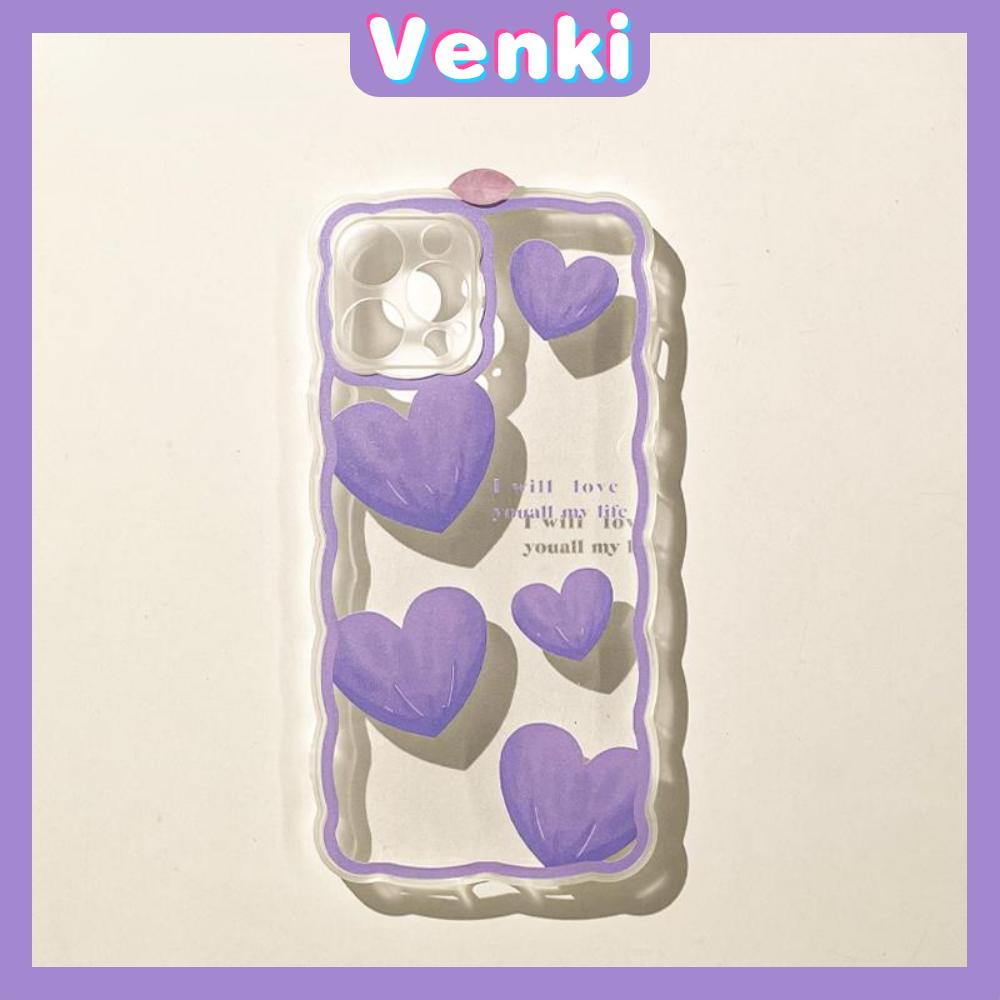 iPhone Case Silicone Soft Case Clear Case Wave Airbag Shockproof Camera Cover Protection Purple Heart Compatible For iPhone 11 iPhone 13 Pro Max iPhone 12 Pro Max iPhone 7 Plus xr