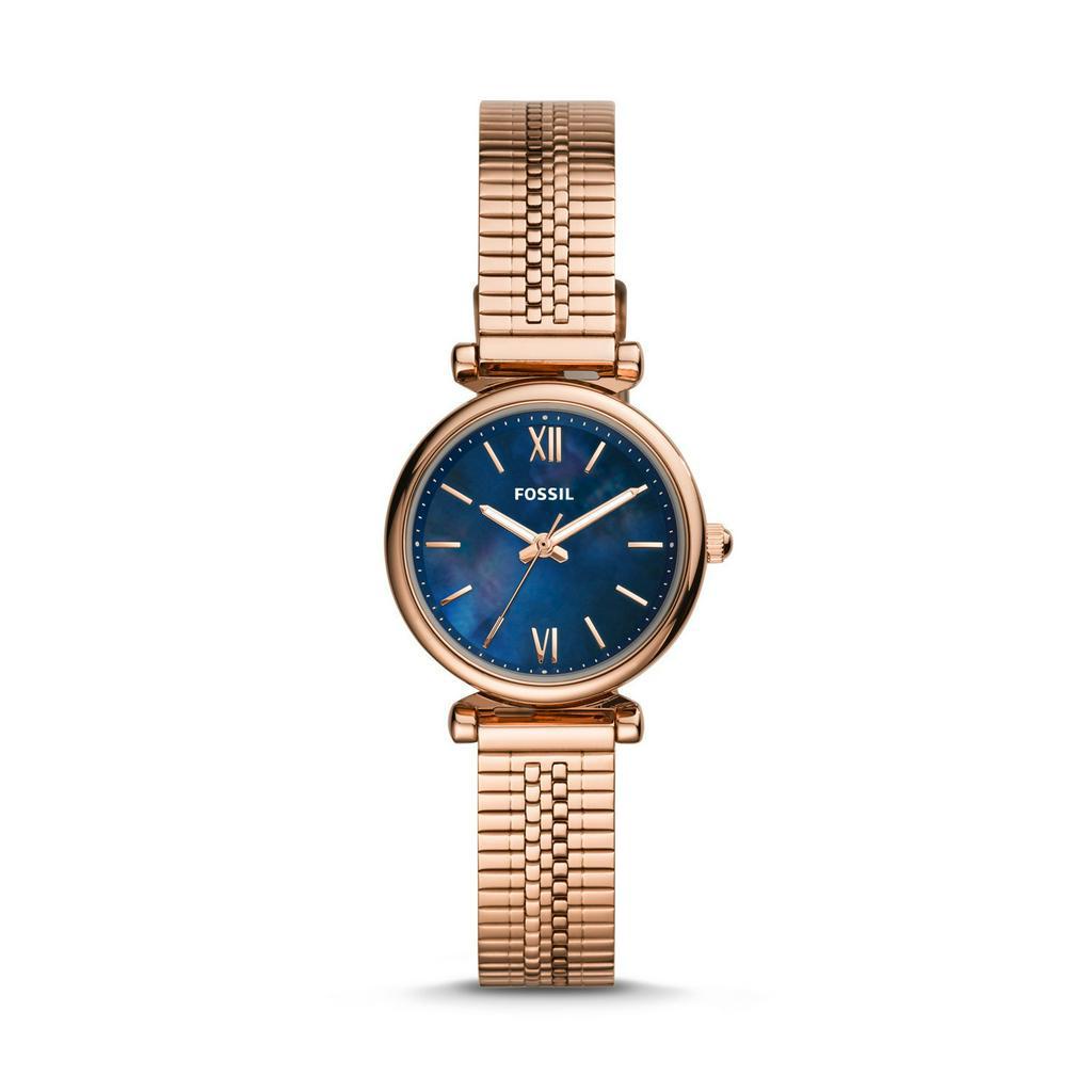 Fossil Carlie Mini Three-Hand Rose Gold-Tone Stainless Steel Watch - ES4693 - Jam Tangan Wanita
