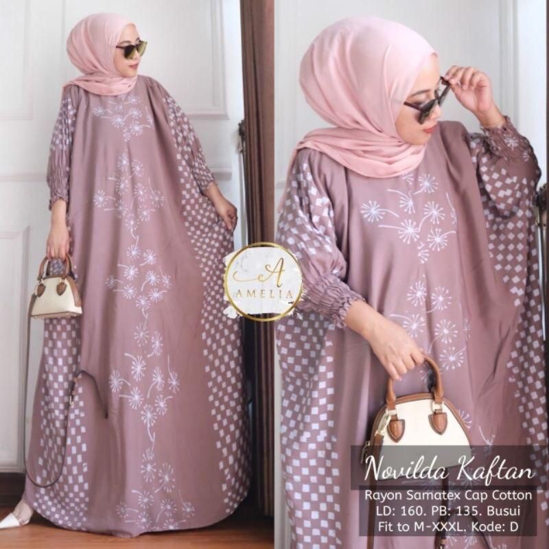 COD - Asmiranda Maxy Gamis Muslim Aurora Kaftan Pastel Dress Shakila Aksen Renda Import Ld  150-Pink salem