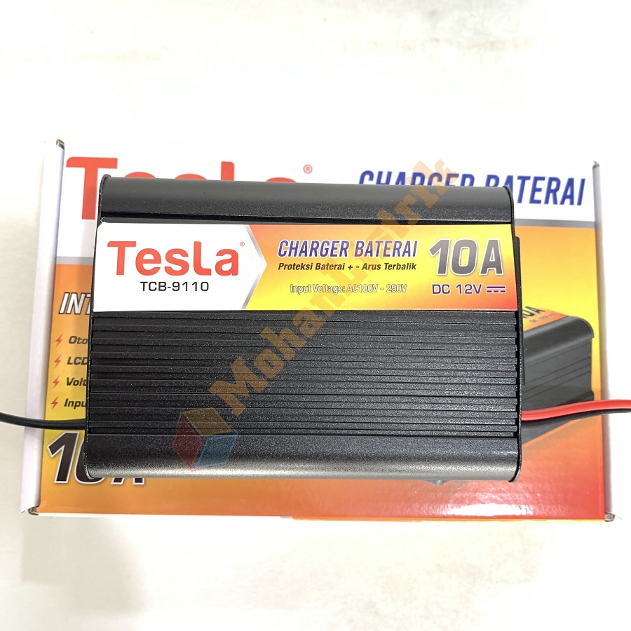 Pengecas Cas Aki Tesla 10 Ampere Charger Baterai Aki 10A 12V Batre Battery