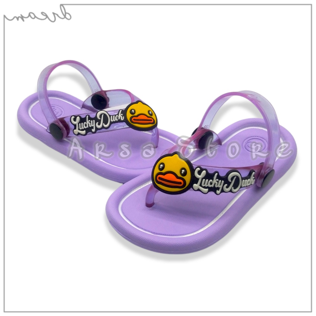 Sandal Jepit Tali Belakang Anak Baby Perempuan Motif Bebek Terbaru Usia 9 bulan 1 2 3 Tahun / Sendal Lucu Anak Cewek / Kado Bagus Untuk Anak