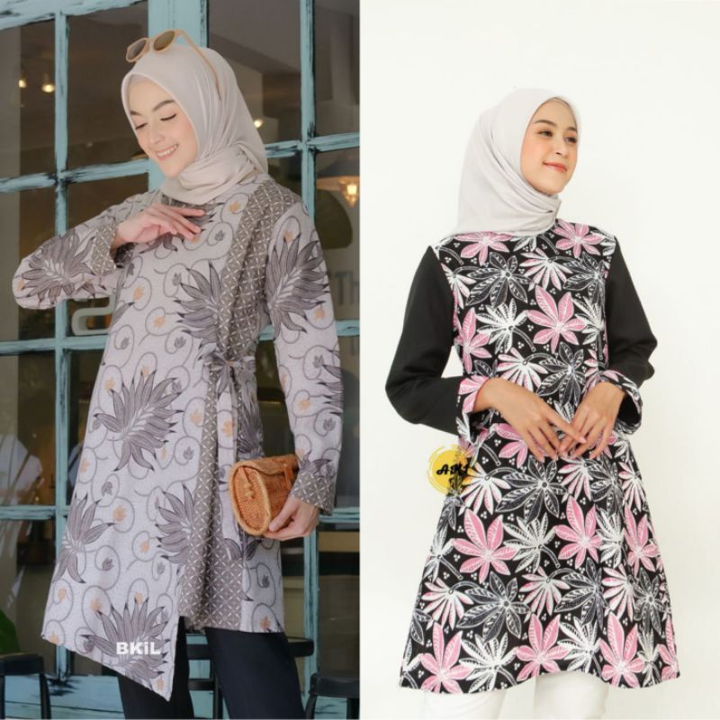 tey-17 Batik Wanita ASJ SA HRB026 Kenogo Kemeja Tosca Pendek tunik batik