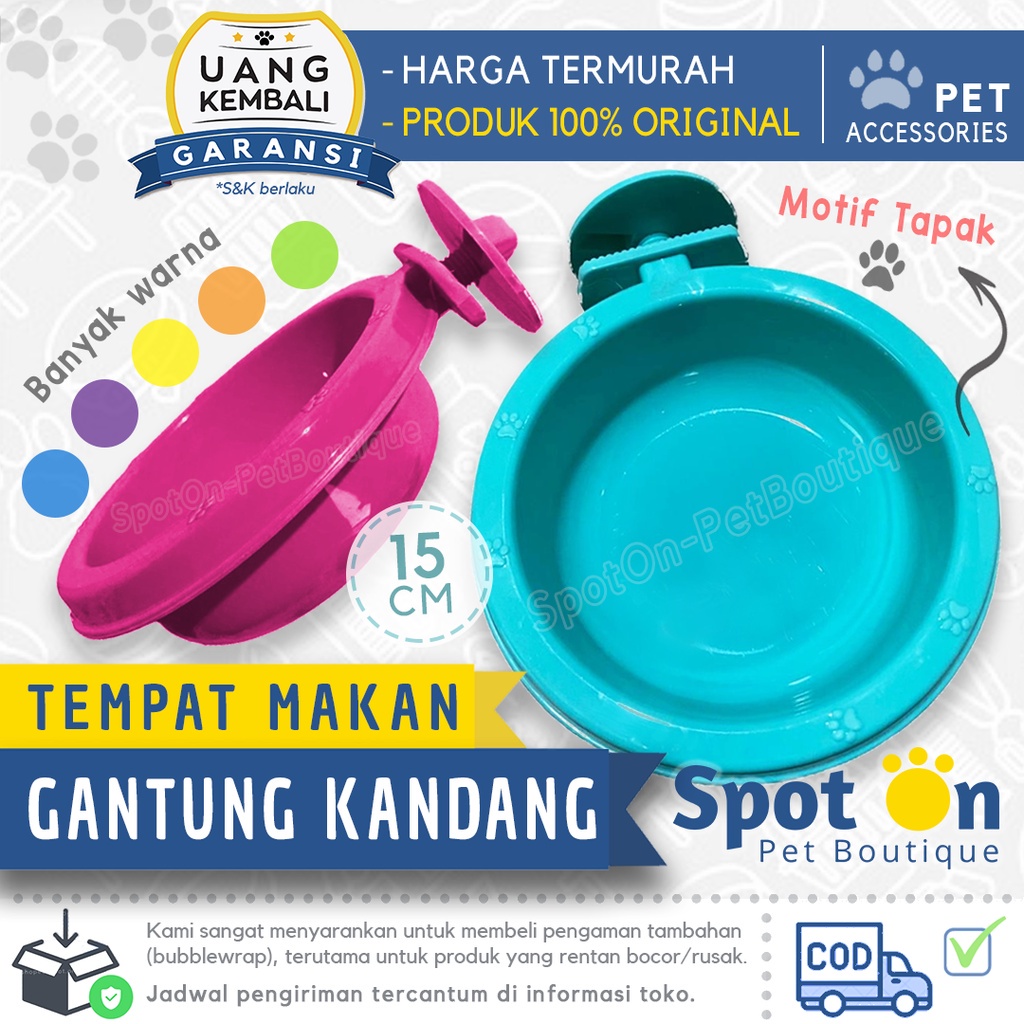 Tempat Makan Kandang Gantung Kucing Anjing Kelinci | Single Pet Bowl | Tempat Makan Hewan Motif