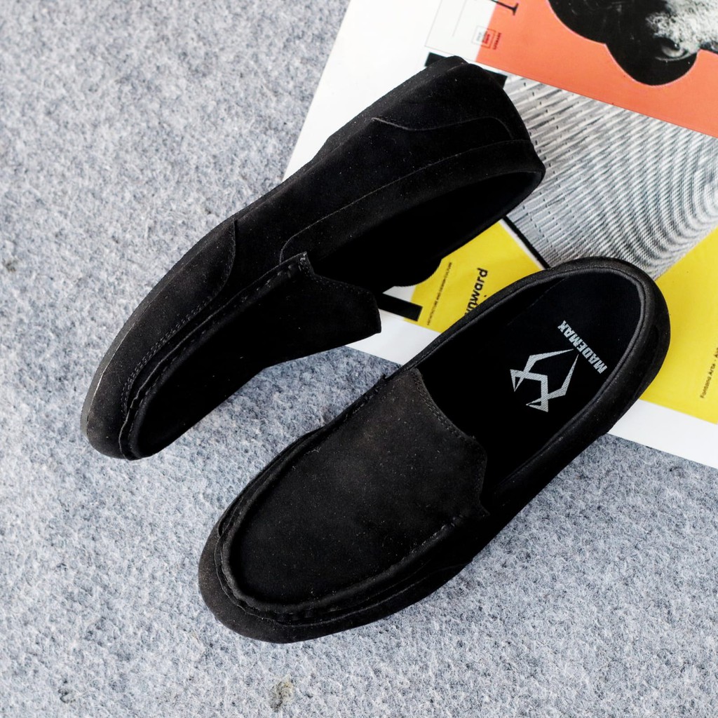 MODNEK Sepatu Slip On pria Kulit Sintetis Sepatu Pria Casual Anti Slip Cowok